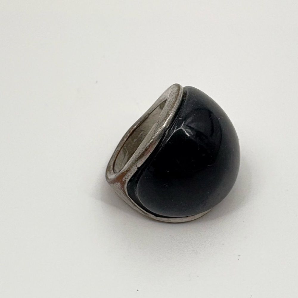 Elegant Black and Silver domed Women's Ring